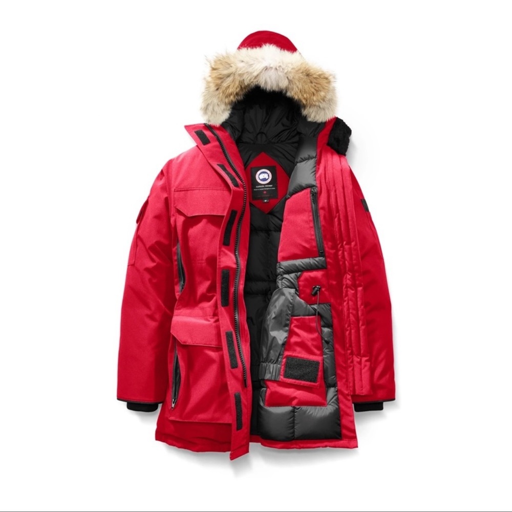 Canada Goose Red Expedition Parka Jacket Fur Hood